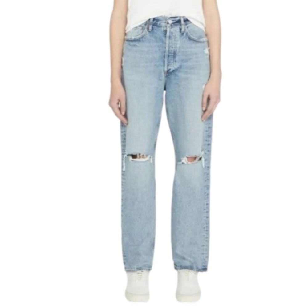 Agolde Distressed 90's Mid Rise Loose Fit Denim Jeans